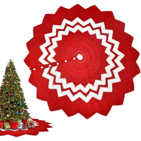 Jupes de sapin rouges et blanches, décorations de Noël, grands tapis, décorations d'intérieur et d'extérieur (1/5)
