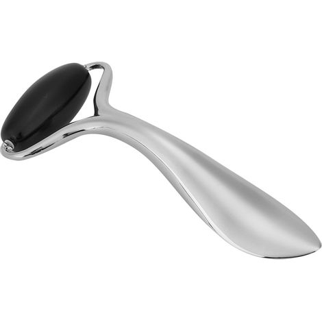 Rouleau de massage visage en pierre d'obsidienne, instrument anti-rides raffermissant la peau, sculpteur minceur facial, outil de beauté naturel pour lifting et tonification cutanée. (1/5)