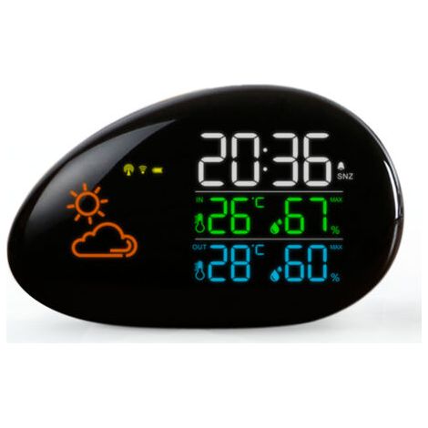 153x97x61mm Radio Controlled Weather Station with Outdoor and Indoor Sensor, Temperature, Weather Forecast, Humidity, LED Color Screen, Clock, Alarm Clock (1/4)