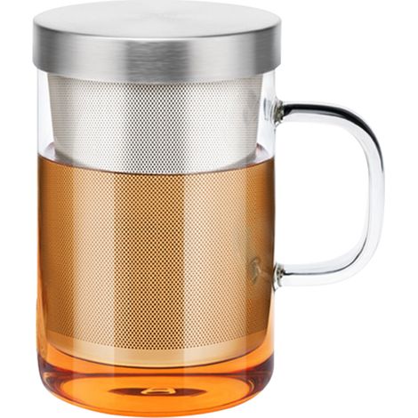 Tasse à thé en verre borosilicate 450 ml avec infuseur et couvercle