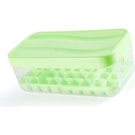 Eiswürfelformen für den Druckbetrieb, 36 Eiswürfel pro Schicht, mit Deckel und Schale, aus grünem Silikon. (1/5)