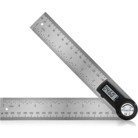 ZOLGINAH Règle D'angle Numérique, Rapporteur, Mesure de Longueur 400 mm et d'Angle en Acier Inoxydable avec Maintien, Zéro et Grand Ecran LCD, Système Mm/Inch, pour le Travail du Bois, Construction (1/5)