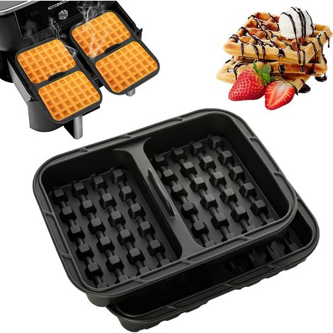 Zubehör für Ninja Heißluftfritteusen AF400EU, AF451EU und AF500EU – Silikon-Waffelform, ofen- und mikrowellengeeignet, spülmaschinenfest, 2 Stück (1/5)