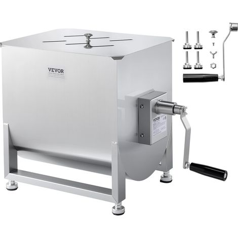 Mélangeur à viande manuel, équipement de traitement de la viande avec réservoir fixe de 80 L, machine à mélanger pour chair à saucisse en acier inox avec réducteur de vitesse, pour bœuf haché (1/5)