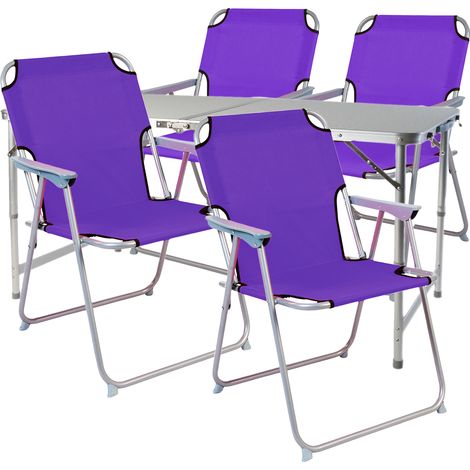5-teiliges Campingmöbel Set 120x60x58/70cm Lila-DMC330872+4xDPO2600L (1/3)