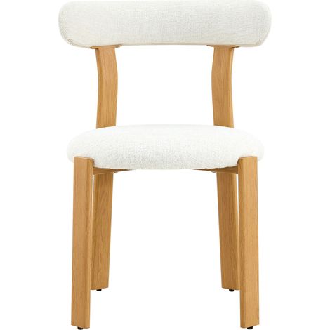Set di 2 sedie da pranzo in bouclé bianco, schienale ergonomico, 79 cm (1/5)