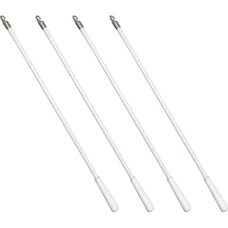 Lot de 4 baguettes de store avec crochet en métal, 30,5 cm, blanc en fibre de verre, baguette d'inclinaison de store vertical (1/5)