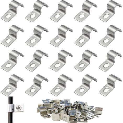 75 Pièces Colliers de Serrage en U,Attache de Fixation pour Tube en U Colliers de Fixation en Métal Collier de Serrage Inox,Trou Unique,pour Câbles,Tuyaux,Grillage (10mm) (1/5)