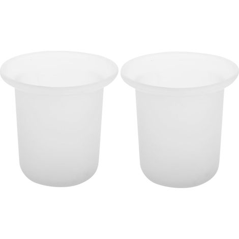 Lot de 2 porte-brosse WC en verre - Bol à brosse WC en verre - Accessoire de salle de bain - Porte-brosse pour toilettes - Blanc (1/5)