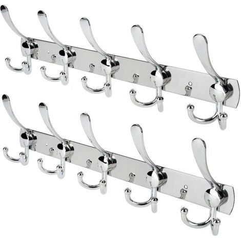 BUNTHAUS Crochet Mural Patères Porte Manteaux En Acier Inoxydable  Pour Porte-manteau/Serviettes/Chapeau Argent (2 Pack 15 Crochets)
