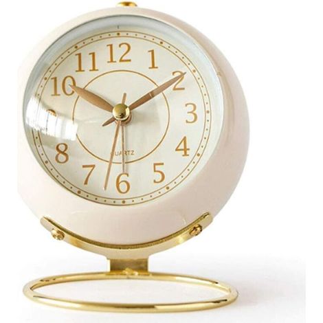 Horloge en métal avec base en verre convexe (blanche) - convient pour une utilisation à la maison ou au bureau. (1/5)
