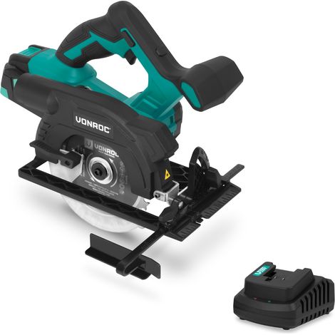 VONROC - Scie circulaire sans fil 20V 150 mm avec batterie 4,0 Ah et chargeur rapide
