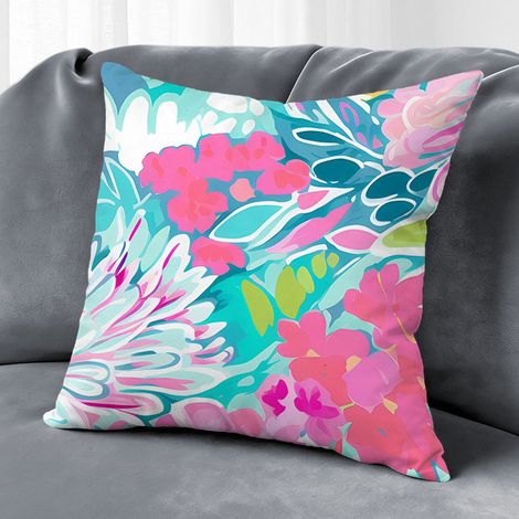 Housse de coussin extérieur floral, décoration chaise banc maison,45×45cm (1/5)