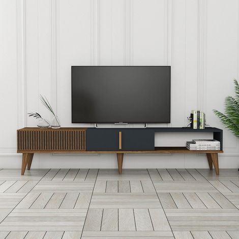 TV-Möbel Milan Alt Walnuss Anthrazit Melamin 180x40x35 cm
