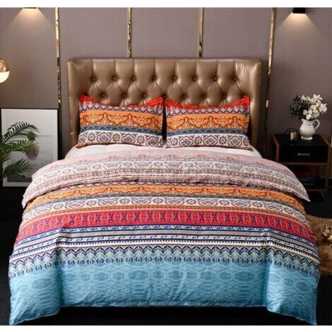Couvre-lit matelassé bohème Double 3 pièces Patchwork Couvre-lit Courtepointe réversible Doux literie en Microfibre 220 240 cm (1/4)
