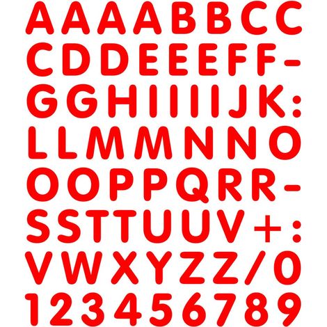 Kit Tabella Lettere Numeri Adesivi, Rosso
