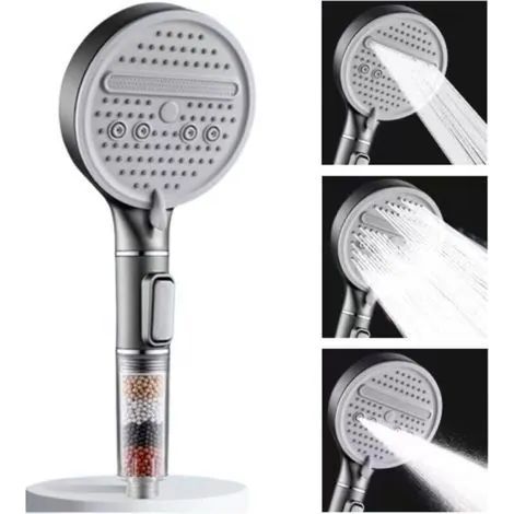 Pommeau de douche à filtre large pour salle de bain et usage domestique (gris foncé) (1/3)