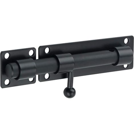 Loquet de porte extérieur, verrou de porte coulissant, serrure à barillet avec trou pour cadenas, finition noir mat en acier inoxydable (cadenas non inclus) (1/4)