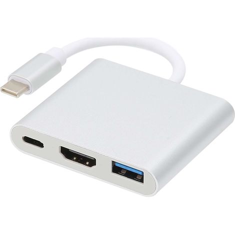 Câble Hub USB-C 3-en-1 avec Ports USB 3.0, HDMI et Charge Rapide PD (1/5)