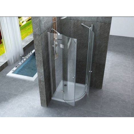 Bagno Italia Box Doccia Semicircolare 80x80 cm vetro Trasparente Apertura A Battente verso esterno cristallo 8 mm (1/5)