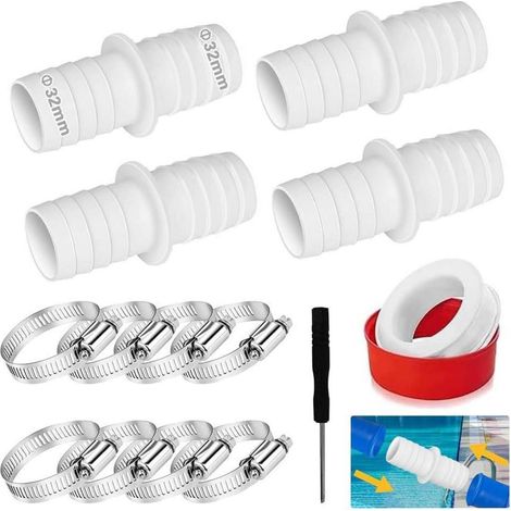 Poolschlauchadapter 32mm 4PCS Schlauchschellen PTFE Band Weiß B (1/5)