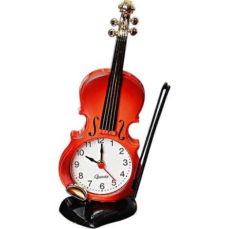 Réveil unique en forme de violon, horloge de bureau, objet de décoration original en forme d'instrument de musique (1/5)
