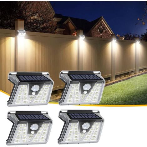 Outdoor Solar Lights, Set of 4 33-LED Outdoor Solar Lights with Motion Sensor, IP65 Waterproof Wall Lights, Outdoor Lighting