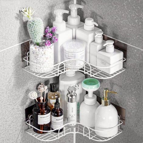 NALOOKAMIC Étagère de douche, étagères de salle de bain sans perçage, rangement de douche avec autocollants adhésifs, étagère de douche (1/5)