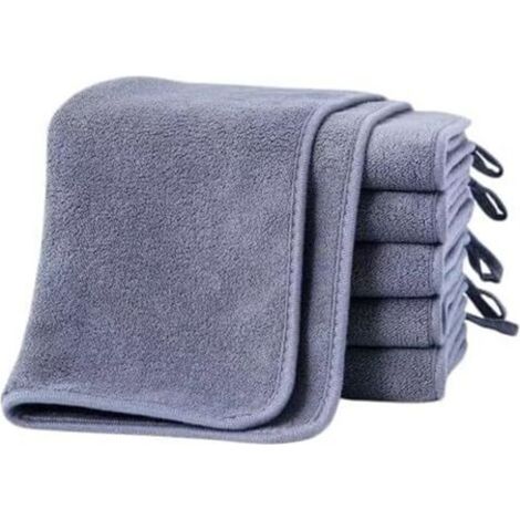 Set di 10 panni per la pulizia - Set di strofinacci da cucina grigi da 25x30 cm, adatti per pulire piatti, auto e finestre. (1/4)