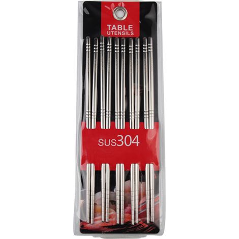 2 Paires Baguettes, Acier Inoxydable, Surface Lisse, Antidérapant, Cuisine Maison (1/5)