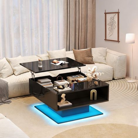 Table basse coloris noir en panneau de particules 80 x 75 x 40 cm (1/5)