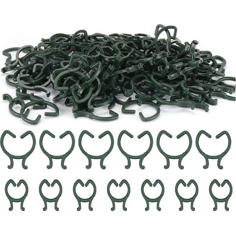 200 pinces pour plantes grimpantes. Deux tailles disponibles. Pinces de support pour plantes grimpantes, idéales pour le tuteurage de fleurs, fruits et légumes (vert). (1/5)