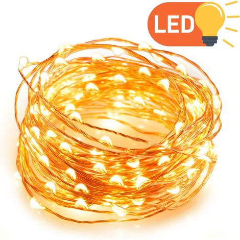 Guirlande Lumineuse LED USB - Fil de Cuivre 10 m - 100 Ampoules - Étanche IP65 - Pour Intérieur Extérieur Décoration Fêtes Mariage Noël (1/5)