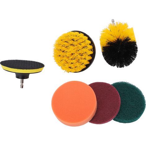 Lot de 6 brosses de perçage pour nettoyage, kit récurant salle de bain, cuisine, sols et surfaces, outil de nettoyage rotatif (1/5)
