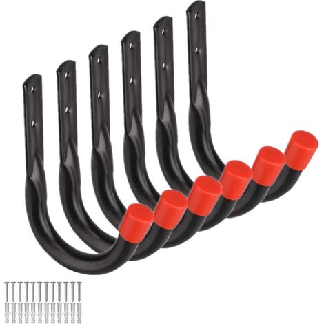 Crochets de rangement robustes pour garage, support mural universel en U pour vélo, chaise, échelle, tuyau et outils, idéal pour abri de jardin – OUYLAF (1/4)