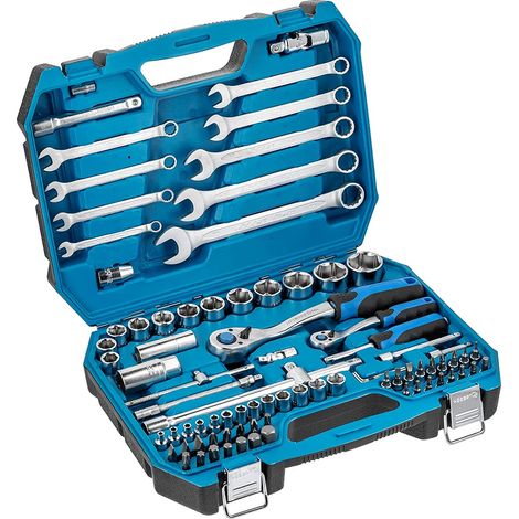 Högert Technik - Caja de Herramientas, Juego de Herramientas, Maletin Herramientas, Llaves de Vaso, Puntas y Accesorios, Cr-V, Mecanismo Carraca con 72 Dientes - HT1R426, 95 Piezas