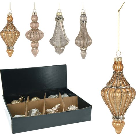 1 DECORAZIONE NATALIZIA APPENDIBILE ORO/ARGENTO/ROSA CON GLITTER ASSORTITA