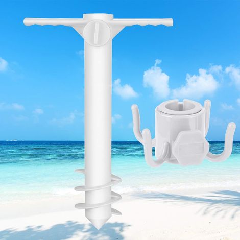 Ancrage de sable, ancrage de parasol de plage et crochet de suspension, taille unique, support de sécurité pour vent fort avec vis (1/5)