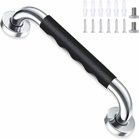 DEESSE SHOP - Baignoire de sécurité noire de 30 cm, barre d'appui en acier inoxydable antidérapante et murale, pour poignée de WC de salle de bain pour enfants/personnes âgées (1/5)