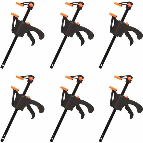 Sonderangebot: Set mit 6 F-förmigen Zwingen, schnelles und einfaches Spannen, Handwerkzeuge für die Holzbearbeitung, Holztüren (4 Zoll)