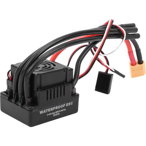 Contrôleur de vitesse électronique (ESC) sans balais étanche 120 A, accessoire compatible avec les voitures RC 1/8 (prise XT60). (1/5)