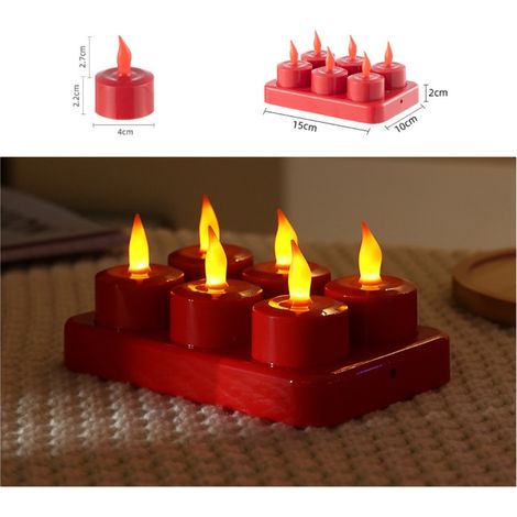 wiederaufladbare rote LED-Kerzen, flammenlos, für Weihnachts- und Partydekorationen – Dekoratives Funkeln