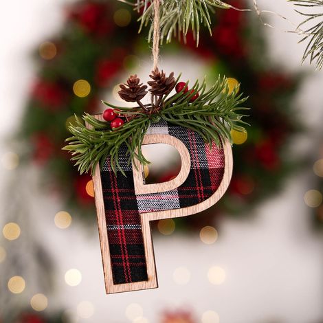 Ornement Lettre Personnalisé - Décoration Arbre De Noël - Pendentif Accroche Xmas - Pour Intérieur Et Extérieur - Lot De 1 (1/5)