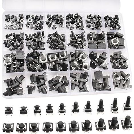 Micro Touch Push Buttons, Momentary Push Button Mini Push Button Micro Switch for Car Remote Control Key (6 mm x 6 mm/12 mm x 12 mm) (1/5)