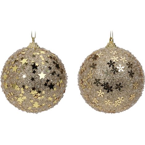 Palline di Natale dorate glitterate, 12 pezzi.