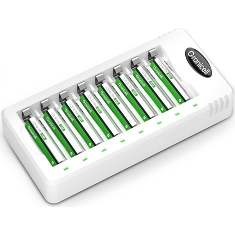 Kit Complet 8 Piles AAA Rechargeables avec Chargeur 8 Slots Charge Rapide (1/5)
