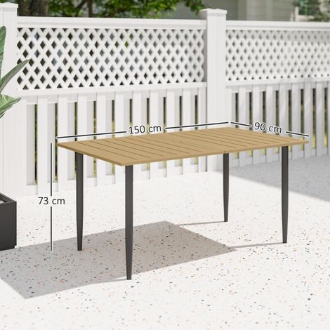 Gartentisch 150 x 90 x 73 cm aus braunem Stahl mit Sonnenschirmloch – MEUBLIV (1/4)