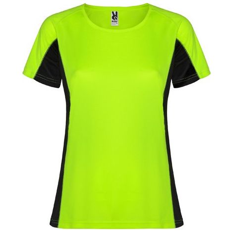 Camiseta técnica combinada de doble tejido SHANGHAI WOMAN ROLY M Verde Fluor/Negro