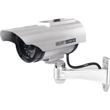 Camera De Surveillance Factice - A Energie Solaire - Pour Maison Et Extérieur - Argent - 1 Piece