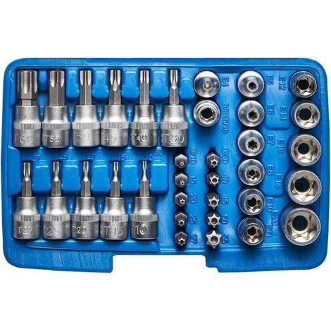 KRAFTPLUS K.150-2134 Coffret de Douilles et Embouts étoiles mâles T-Profil et femelles E-Profil Torx Bit Entraîn. 10,0mm 3/8“ - (1/3)